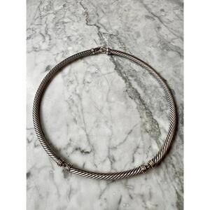 AUTHENTIC David Yurman 925 & 14k Gold 5mm Metro Cable Choker 15"